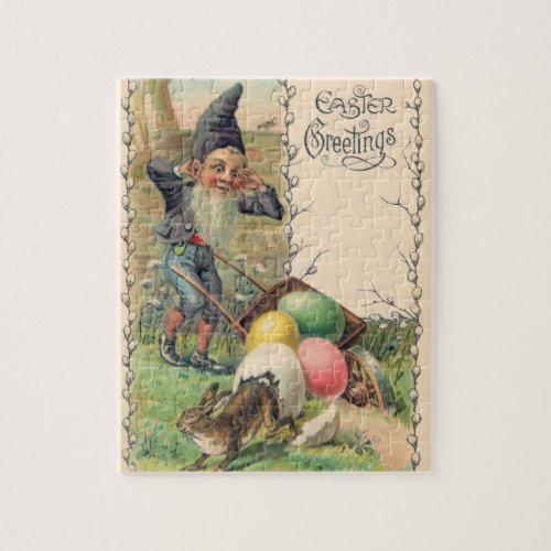 Vintage Victorian Easter Greetings with Gnome Jigsaw Puzzle