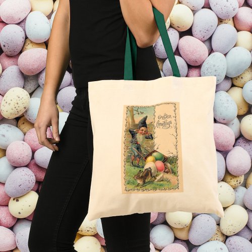 Vintage Victorian Easter Greetings with Gnome Tote Bag