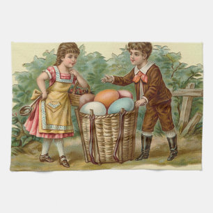 Vintage Victorian Easter Kitchen Towel