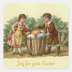 Vintage Victorian Easter Square Sticker