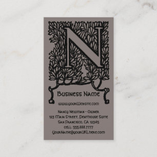 Vintage Victorian Elegant Monogram Letter N Business Card