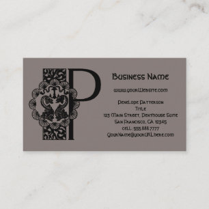 Vintage Victorian Elegant Monogram Letter P Business Card