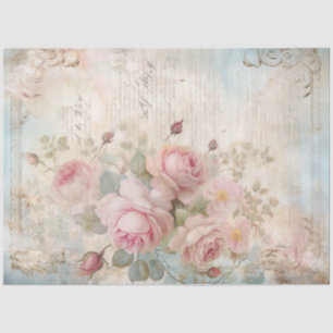 Vintage Victorian ephemera blush roses chic Tissue Paper