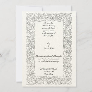 Vintage Victorian Era 1873 Simple Floral Frame Invitation
