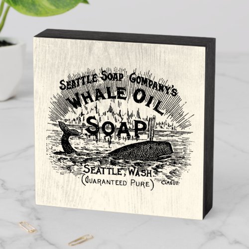 Vintage Victorian Era 1894 Whale Oil Soap ad Wooden Box Sign
