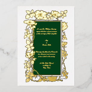 Vintage Victorian Era 1896 Rose Vine Border Foil Invitation