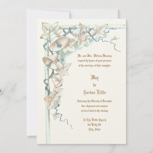 Vintage Victorian Era 1896 Vine  Wedding Bells Invitation