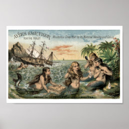 Vintage Victorian Era Ad with Mermaids Poster