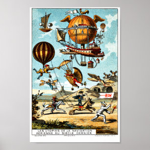 Vintage Victorian Era Aeronautics Steampunk Poster