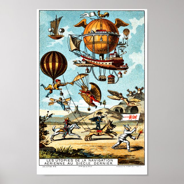Vintage Victorian Era Aeronautics Steampunk Poster (Front)
