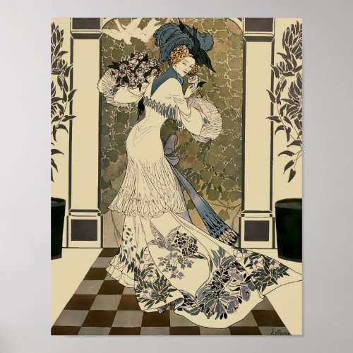 Vintage Victorian Era Art Nouveau Lady Poster