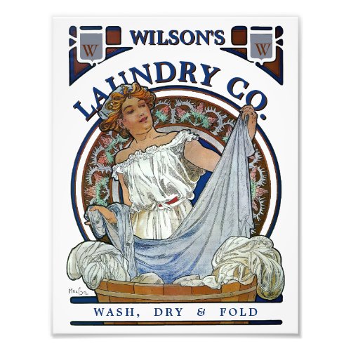 Vintage Victorian Era Art Nouveau Laundry  Photo Print