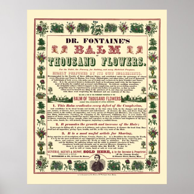 Vintage Victorian Era Balm Of Thousand Flowers Ad Poster (Front)