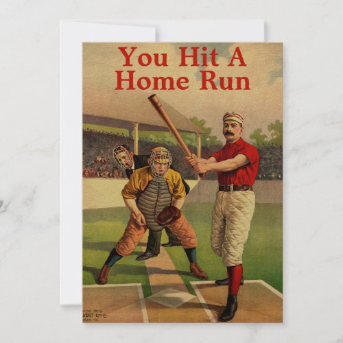 Vintage Victorian Era Baseball Thank You Card