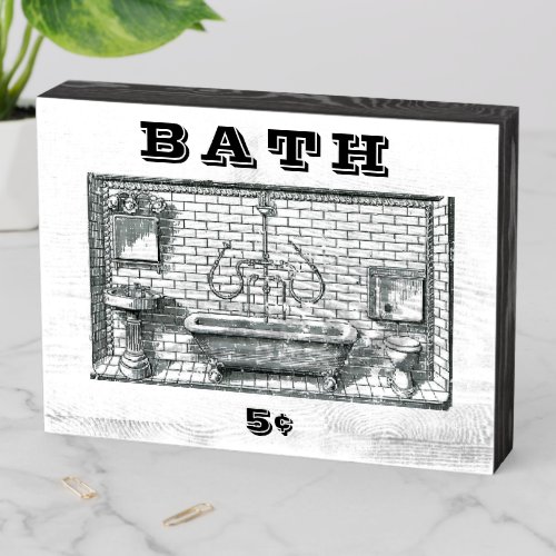 Vintage Victorian Era Bath Wooden Box Sign