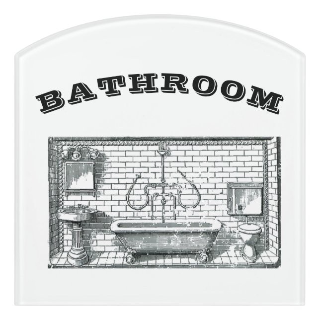 Vintage Victorian Era Bathroom Door Sign (Contour Front)