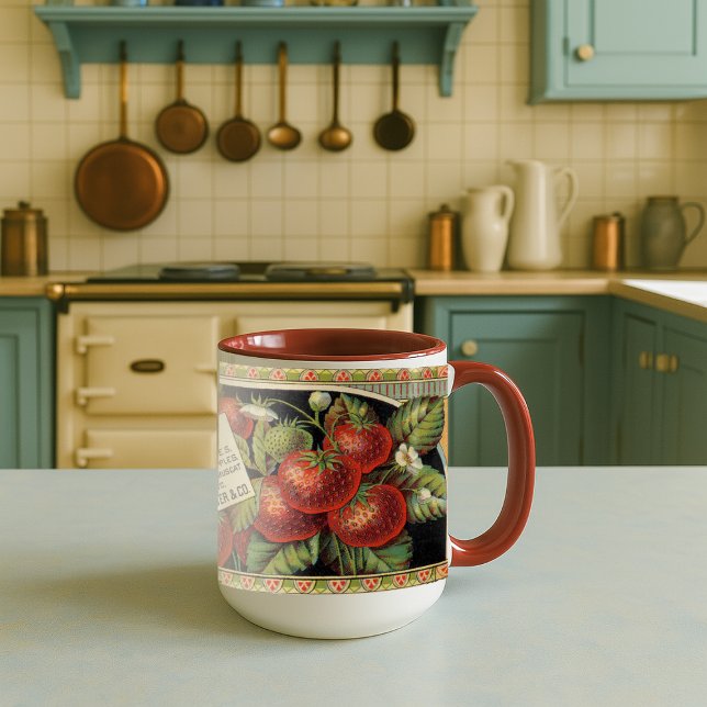 Vintage Victorian Era Canned Strawberries Ad Mug (Creator Uploaded)