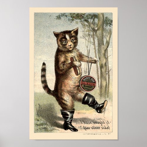 Vintage Victorian Era Cat In Boots Ad Poster