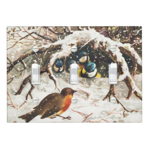 Vintage Victorian era Christmas Card, Birds Light Switch Cover