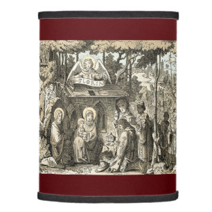 Vintage Victorian Era Christmas Nativity Lamp Shade