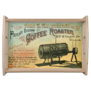Vintage Victorian Era Coffee Roaster Ad Serving Tray