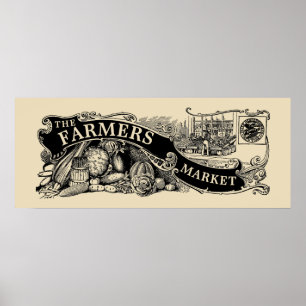 Vintage Victorian Era Farmers Market Template Poster