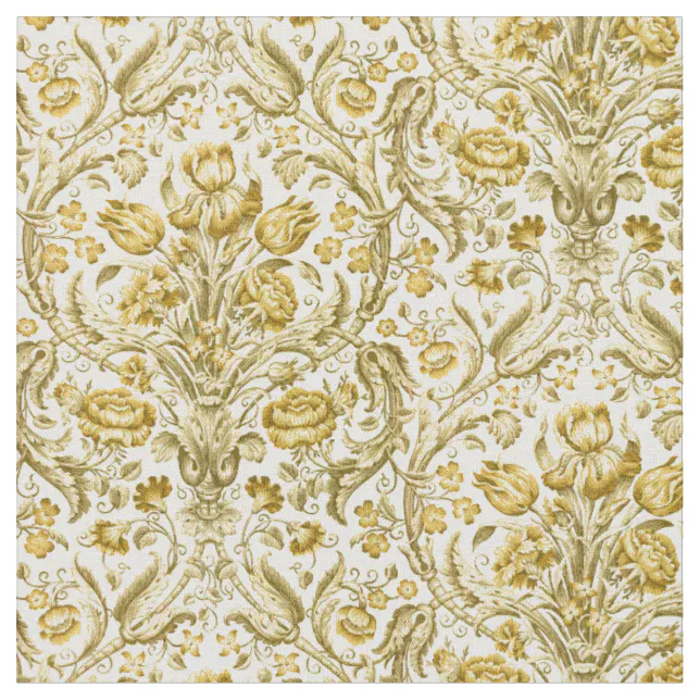 Vintage Victorian Era Floral Pattern Fabric | Zazzle