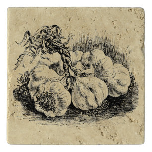 Vintage Victorian Era Fruit & Vegetable Garlic Ad Trivet