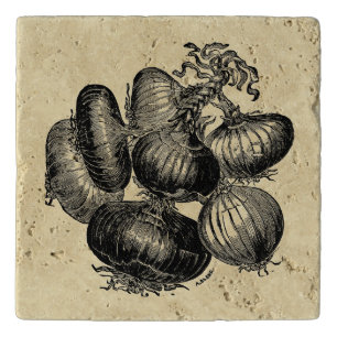 Vintage Victorian Era Fruit & Vegetable Onions Ad Trivet
