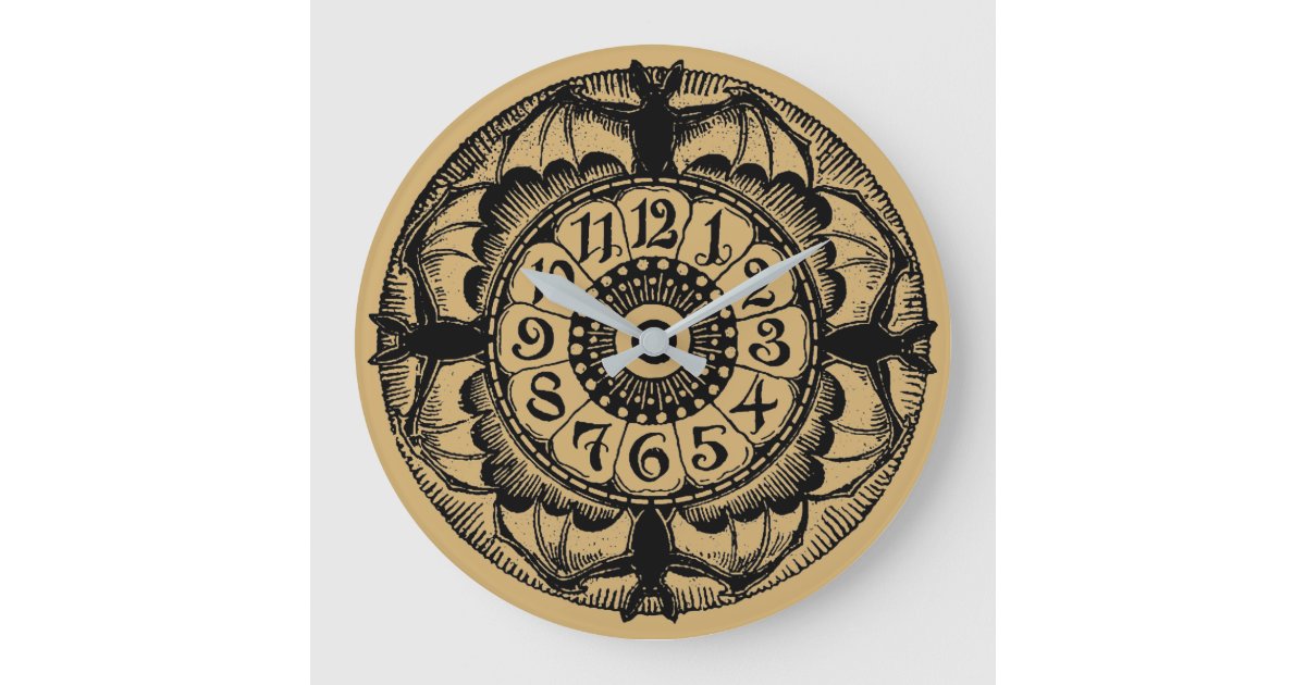 Vintage Victorian Era Gothic Bat Large Clock | Zazzle