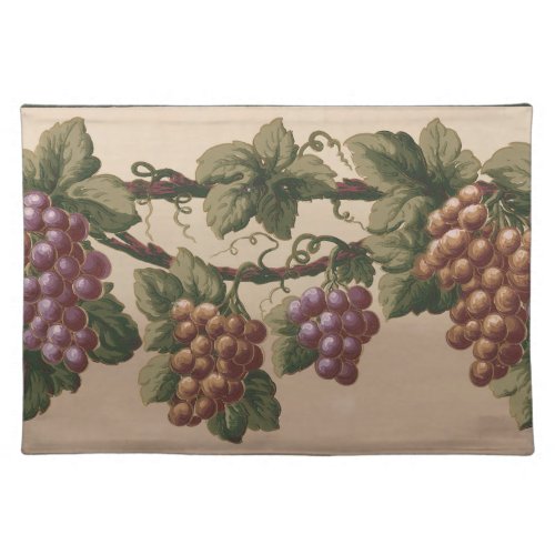 Vintage Victorian Era Grape Vine Frieze Pattern Cloth Placemat