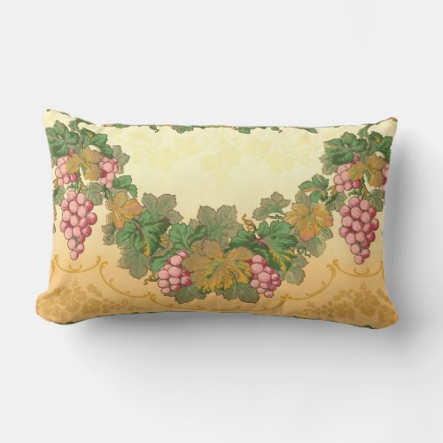 Vintage Victorian Era Grapevine Frieze Pattern Lumbar Pillow
