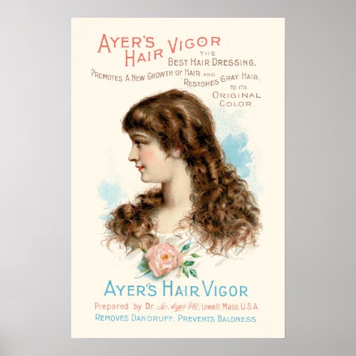 Vintage Victorian Era Hair Care Ad Poster