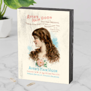 Vintage Victorian Era Hair Care Ad Wooden Box Sign