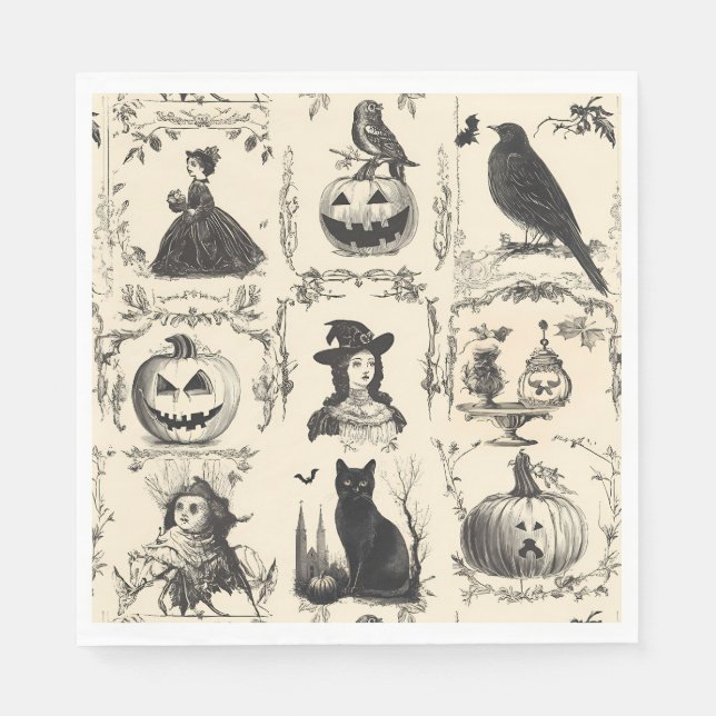 Vintage Victorian Era Halloween Napkins (Front)