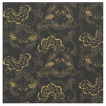 Vintage Victorian Era Japanese Crane Pair Pattern Fabric