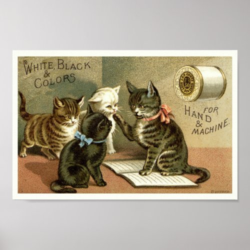 Vintage Victorian Era Kittens Ad Poster