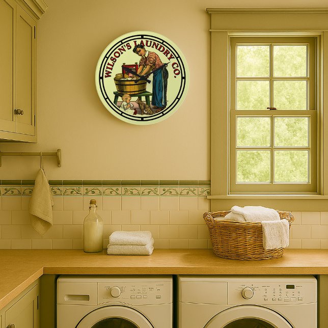 Vintage Victorian Era Laundry Sign Large Clock (Creator Uploaded)