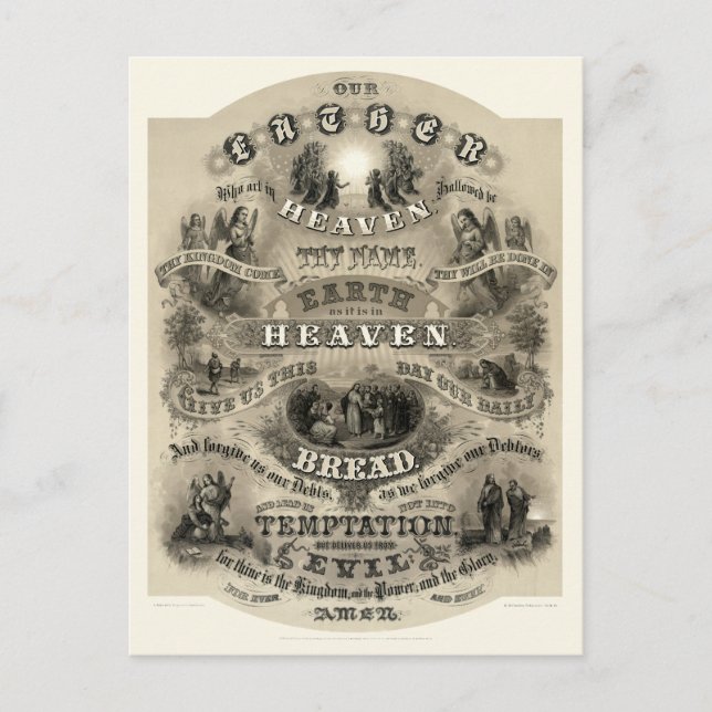 Vintage Victorian Era Lord's Prayer Postcard (Front)