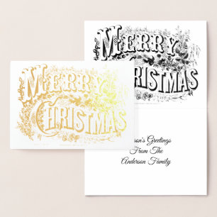 Vintage Victorian Era Merry Christmas Foil Card