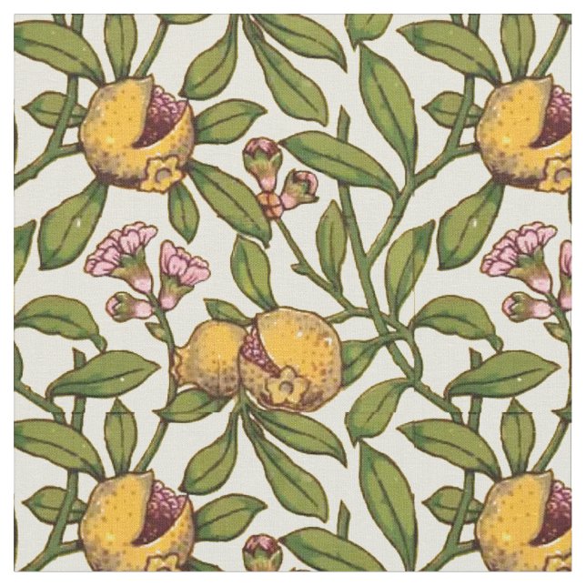 Vintage Victorian Era Pomegranate Pattern Fabric (Close Up)