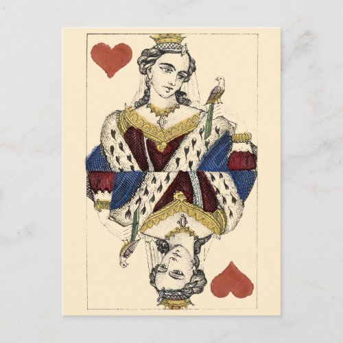 Vintage Victorian Era Queen Of Hearts Postcard