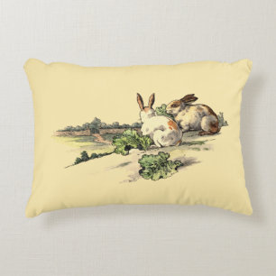 Vintage Victorian Era Rabbits Accent Pillow