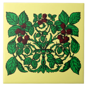 Vintage Victorian Era Raspberries Ceramic Tile
