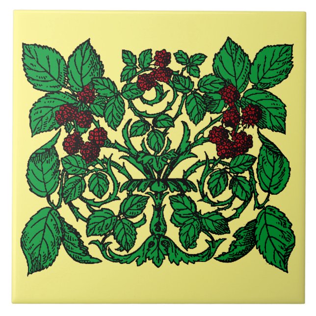 Vintage Victorian Era Raspberries Ceramic Tile (Front)