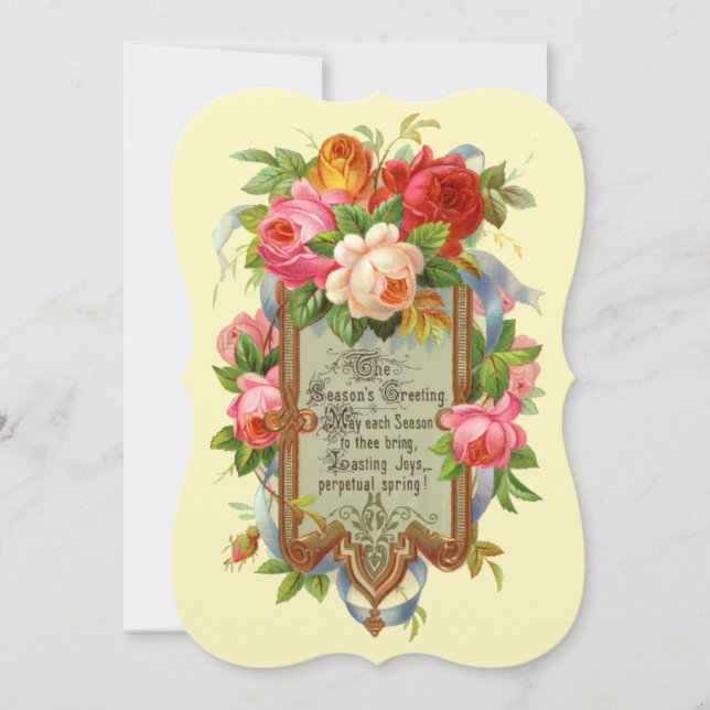 Vintage Victorian Era Roses Holiday Card (Front)