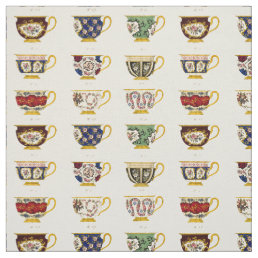 Vintage Victorian Era Tea Cup Designs Pattern Fabric