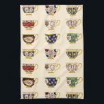 Vintage Victorian Era Tea Cup Designs Pattern Kitchen Towel<br><div class="desc">This pattern is derived from a digitally enhanced print of antique 1825 to 1850 French porcelain tea cup designs. You can customize the background color.</div>