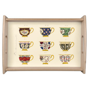 Vintage Victorian Era Tea Cup Designs Serving Tray