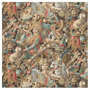 Vintage Victorian Era Toys Pattern Fabric